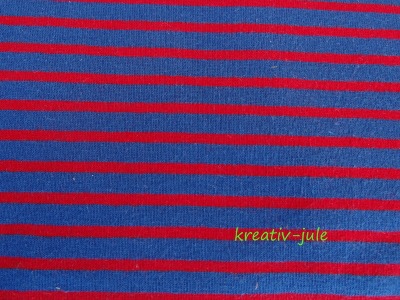 Jersey Streifen dunkelblau rot Ringel - RESTSTÜCK