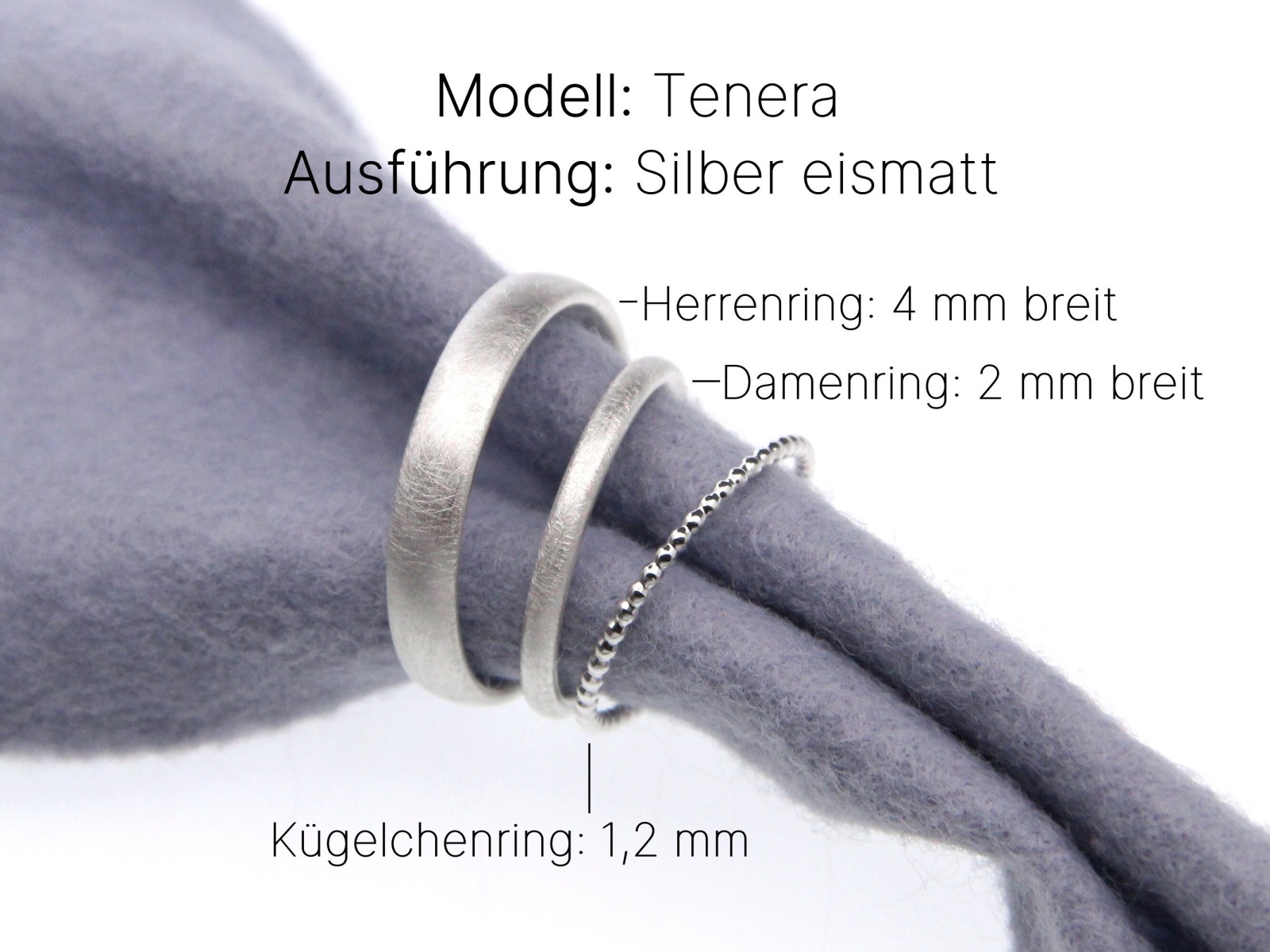 Eismattes Eheringe Set Silber - Modell Tenera 5