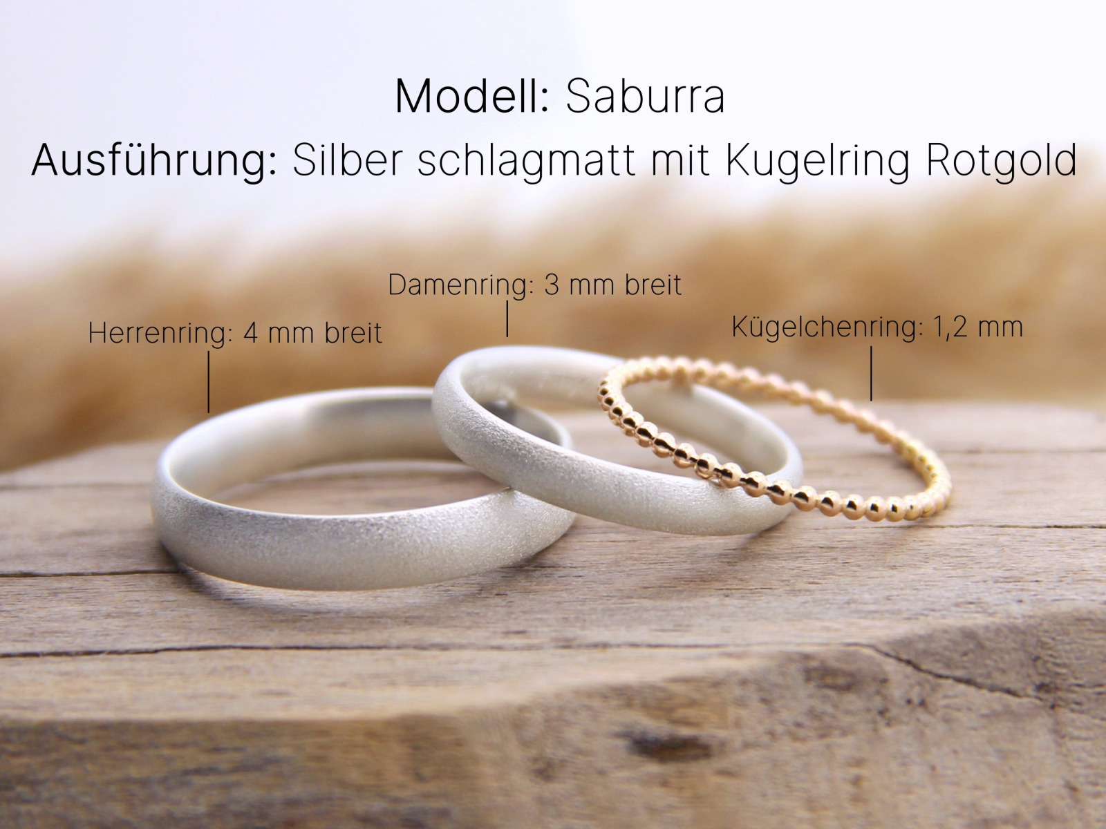 Besonderes Eheringe Set aus Silber und Rotgold - Modell Saburra 3
