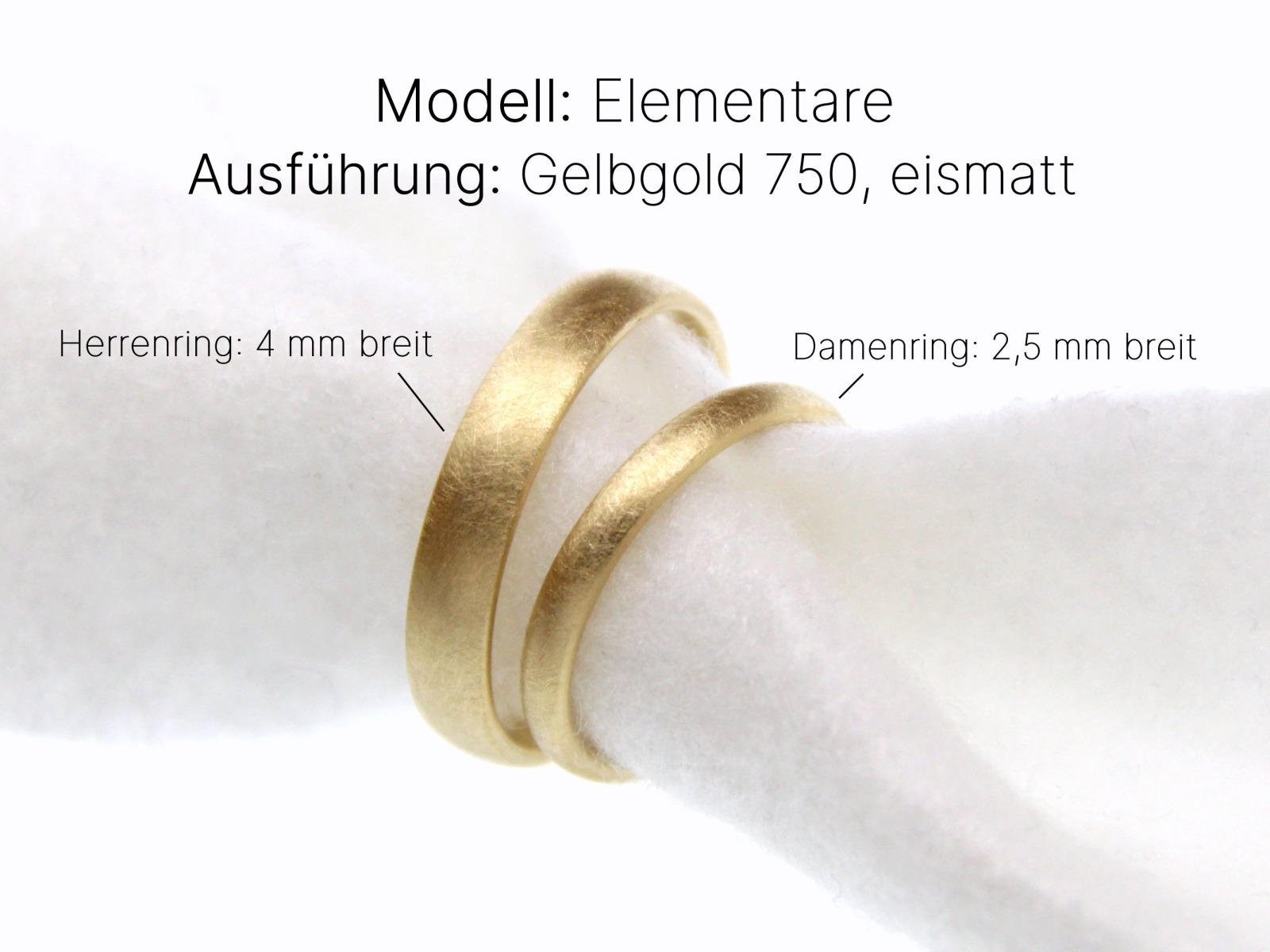 Schlichte Eheringe aus warmem Gold 750 - Modell Elementare 4