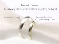 Modernes Eheringe Set aus Silber und Gelbgold - Modell Tenera 3