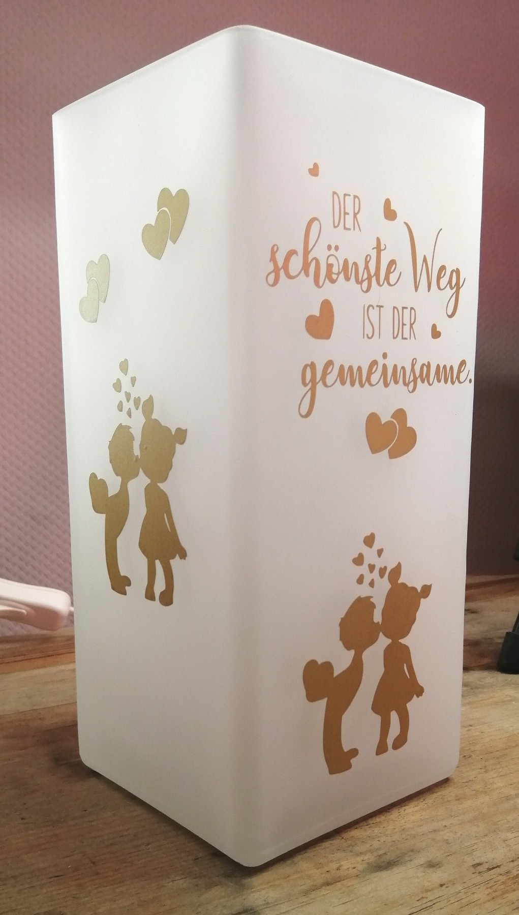 Lampe mit Spruch Gemeinsamer Weg , Hochzeitsgeschenk, Verlobung, Tischlampe, Spruch, Deko, Wohndeko,