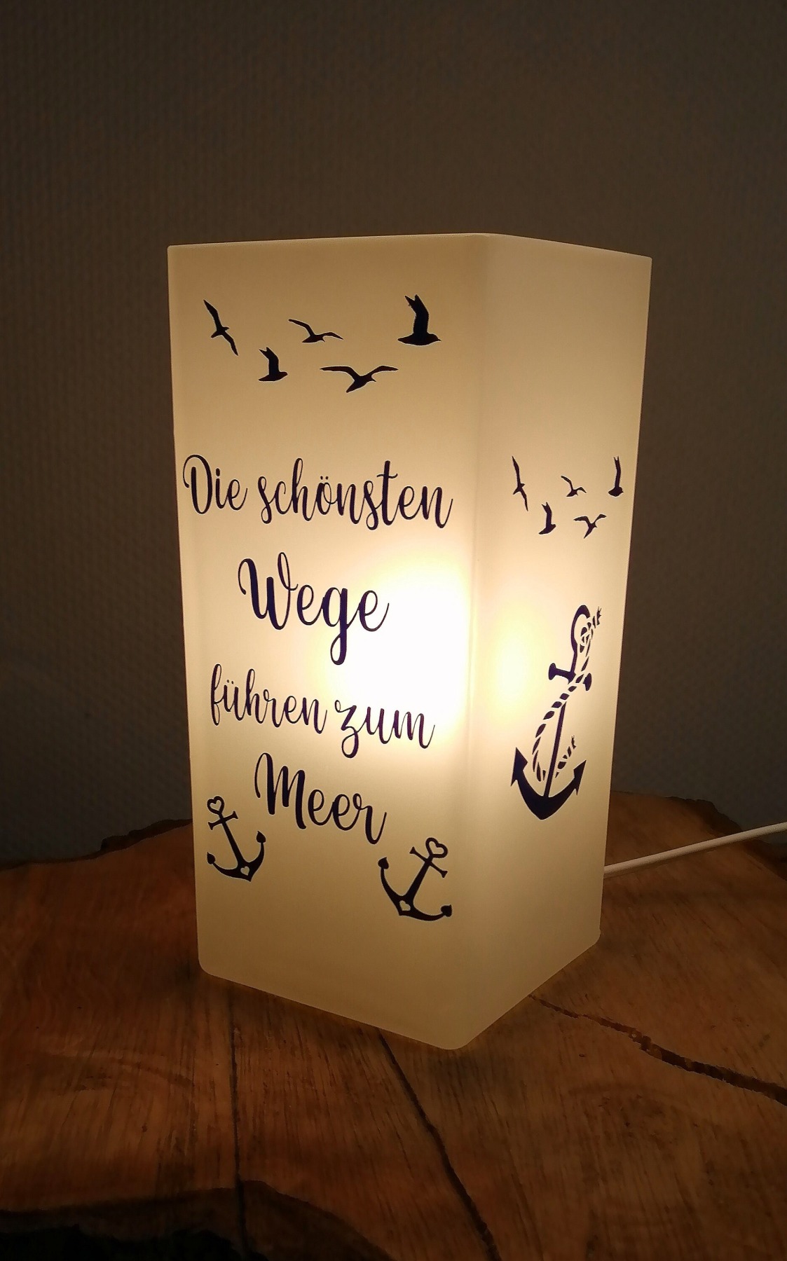 Maritime Lampe mit Spruch Die schönsten Wege Tischlampe, Spruch, Deko, Wohndeko, Geschenk,