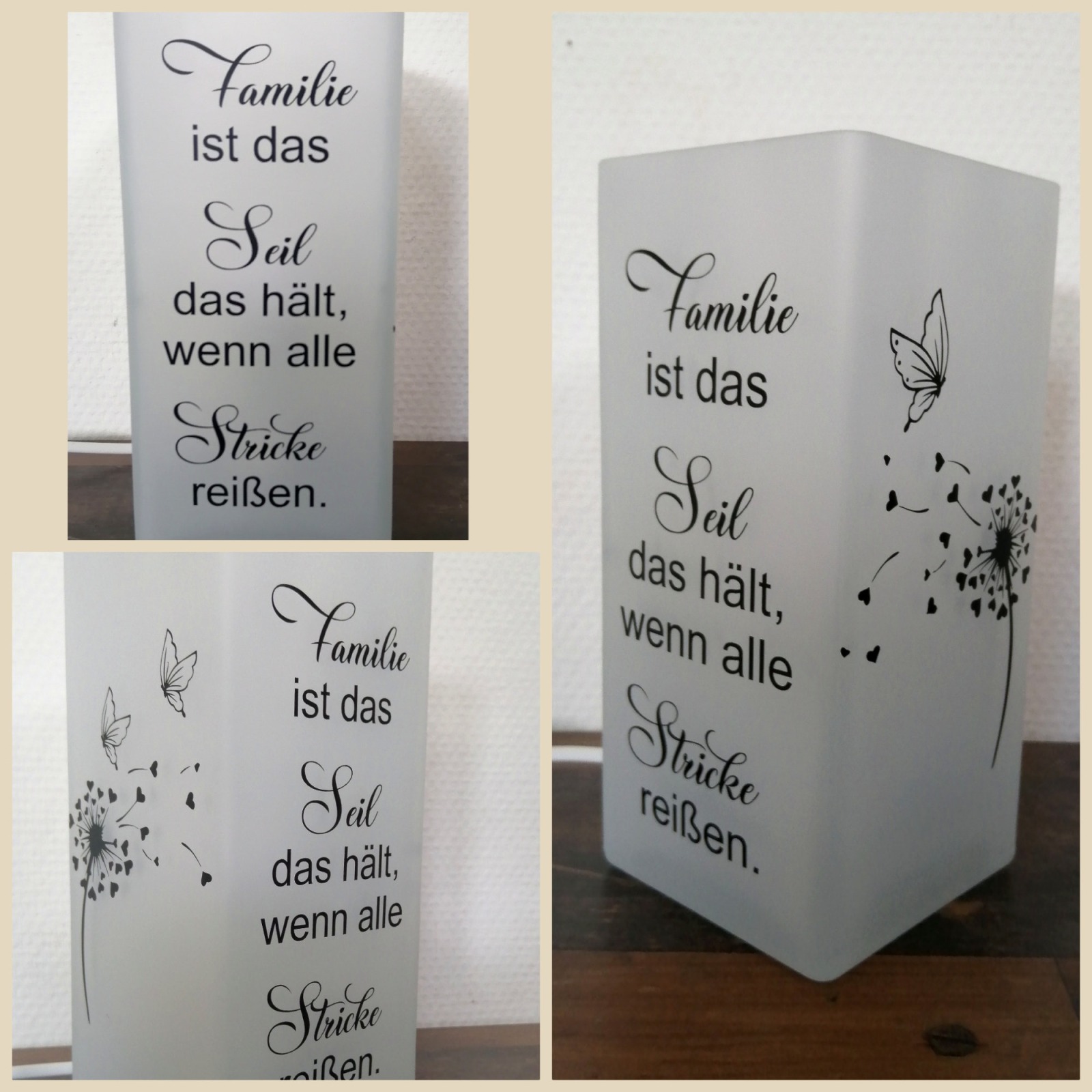 Tischlampe Lampe mit Spruch Familie ist das Seil das hält, wenn alle Stricke reißen Spruch, Deko,