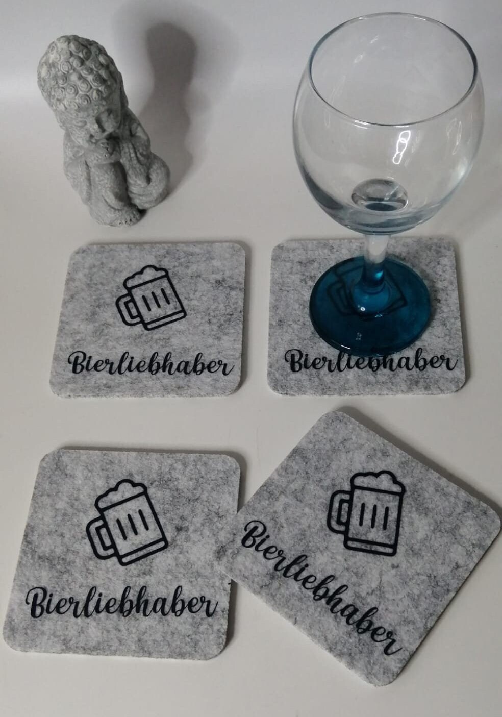 Bierliebhaber Filzuntersetzer handgefertigt mit Bierkrug und Schrift Bierliebhaber Tischdeko,