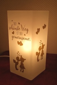 Lampe mit Spruch Gemeinsamer Weg , Hochzeitsgeschenk, Verlobung, Tischlampe, Spruch, Deko, Wohndeko,