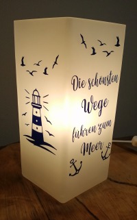 Maritime Lampe mit Spruch Die schönsten Wege Tischlampe, Spruch, Deko, Wohndeko, Geschenk,