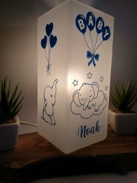 Baby Lampe mit Name und Spruch Baby Deko, Geschenk, Baby Elefant, Geschenk Geburt, Taufe Motiv in