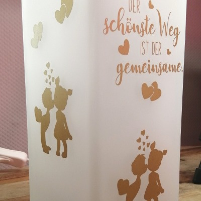 Lampe mit Spruch Gemeinsamer Weg , Hochzeitsgeschenk, Verlobung, Tischlampe, Spruch, Deko, Wohndeko,