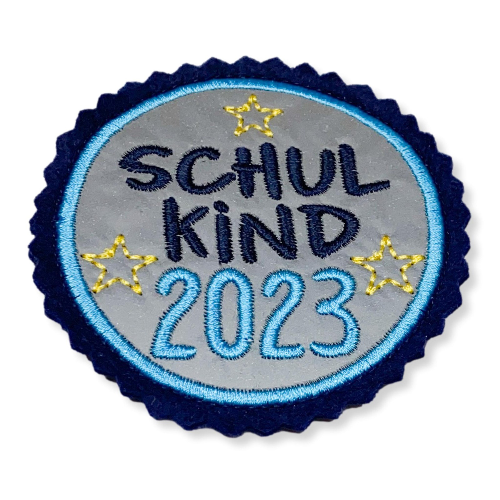 Klettie Schulkind 2023 8cm Durchmesser Reflektor türkis blau Einschulung Schulmappe 6