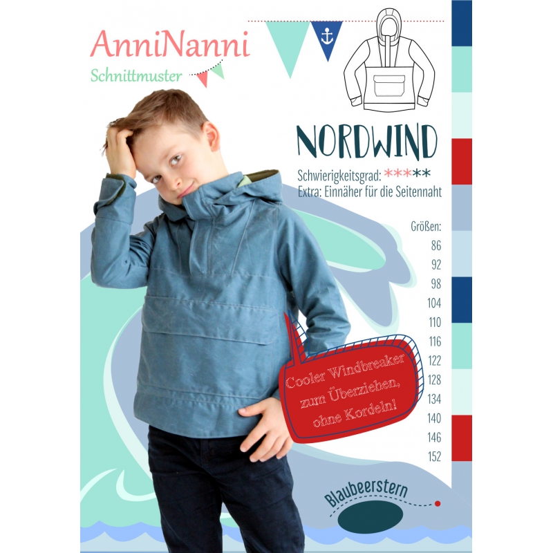 Nordwind von AnniNanni - Papierschnittmuster - Blaubeerstern - Kids - Windbreaker