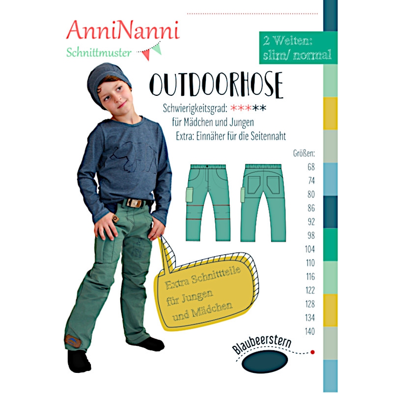 Outdoorhose von AnniNanni - Papierschnittmuster - Blaubeerstern - Kids