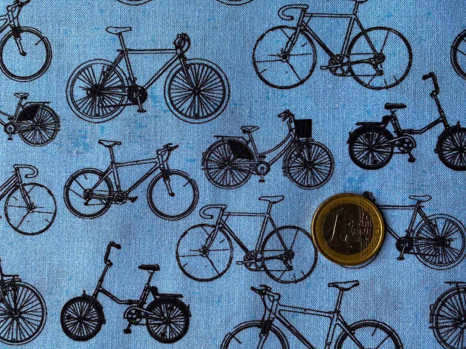 Baumwollstoff Fahrräder hellblau - Used Look - Vintage Look | 12,00 EUR/m 2