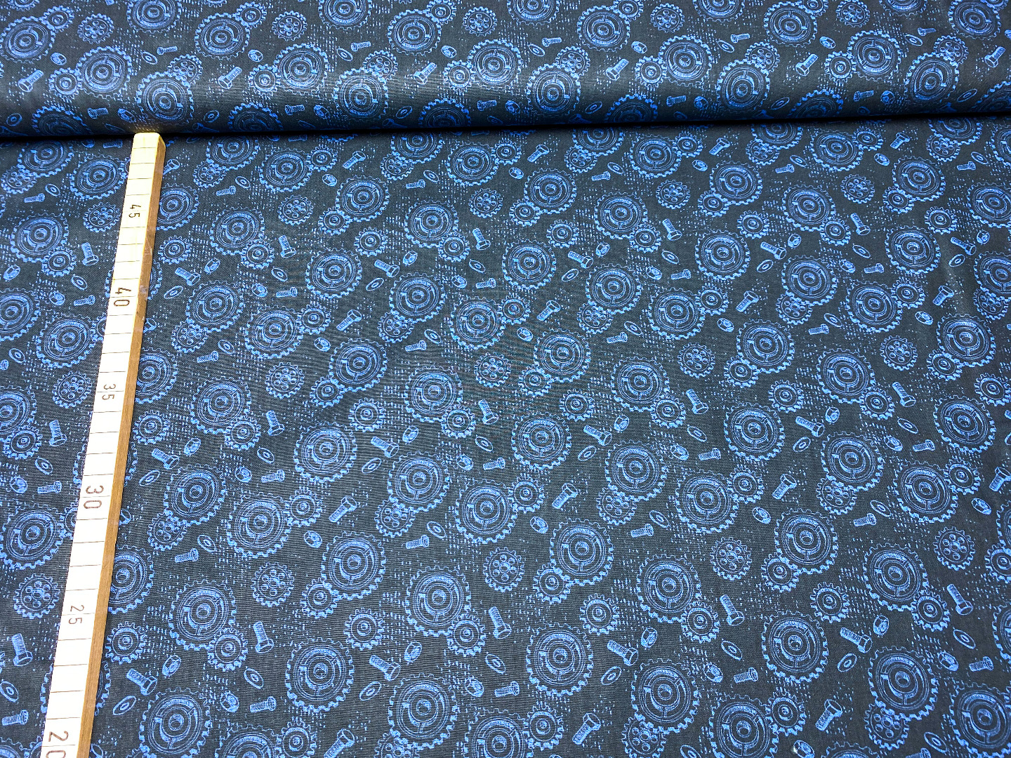 Stoff Zahnräder - blau - Ton in Ton - 100 Baumwolle - Patchwork 3