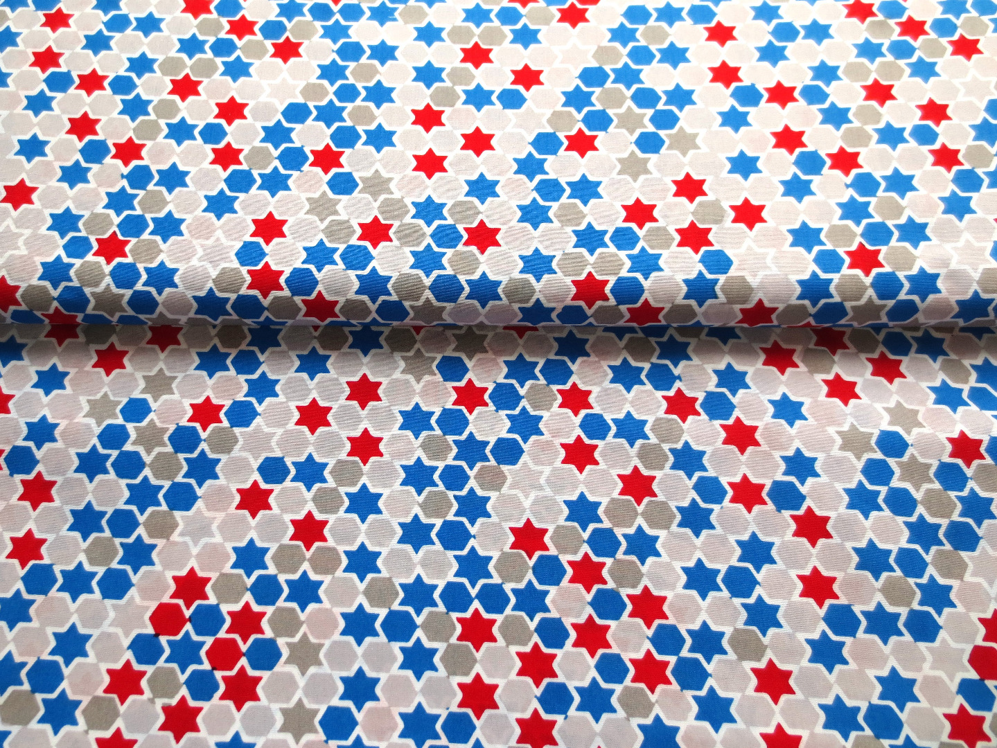 Baumwollstoff Sterne - rot - blau - weiss - 100 Baumwolle 3