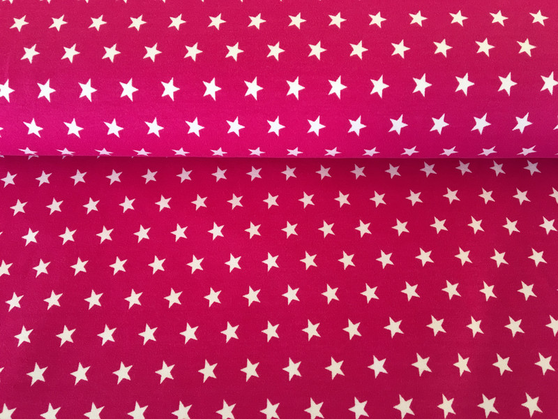 Jersey Sterne pink/weiß