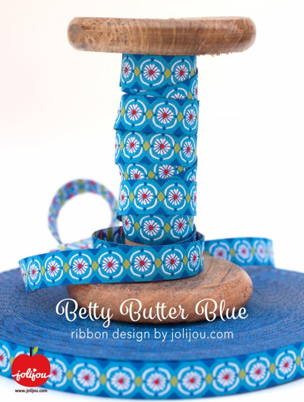 Webband Blumen - Betty Butter - blau 4