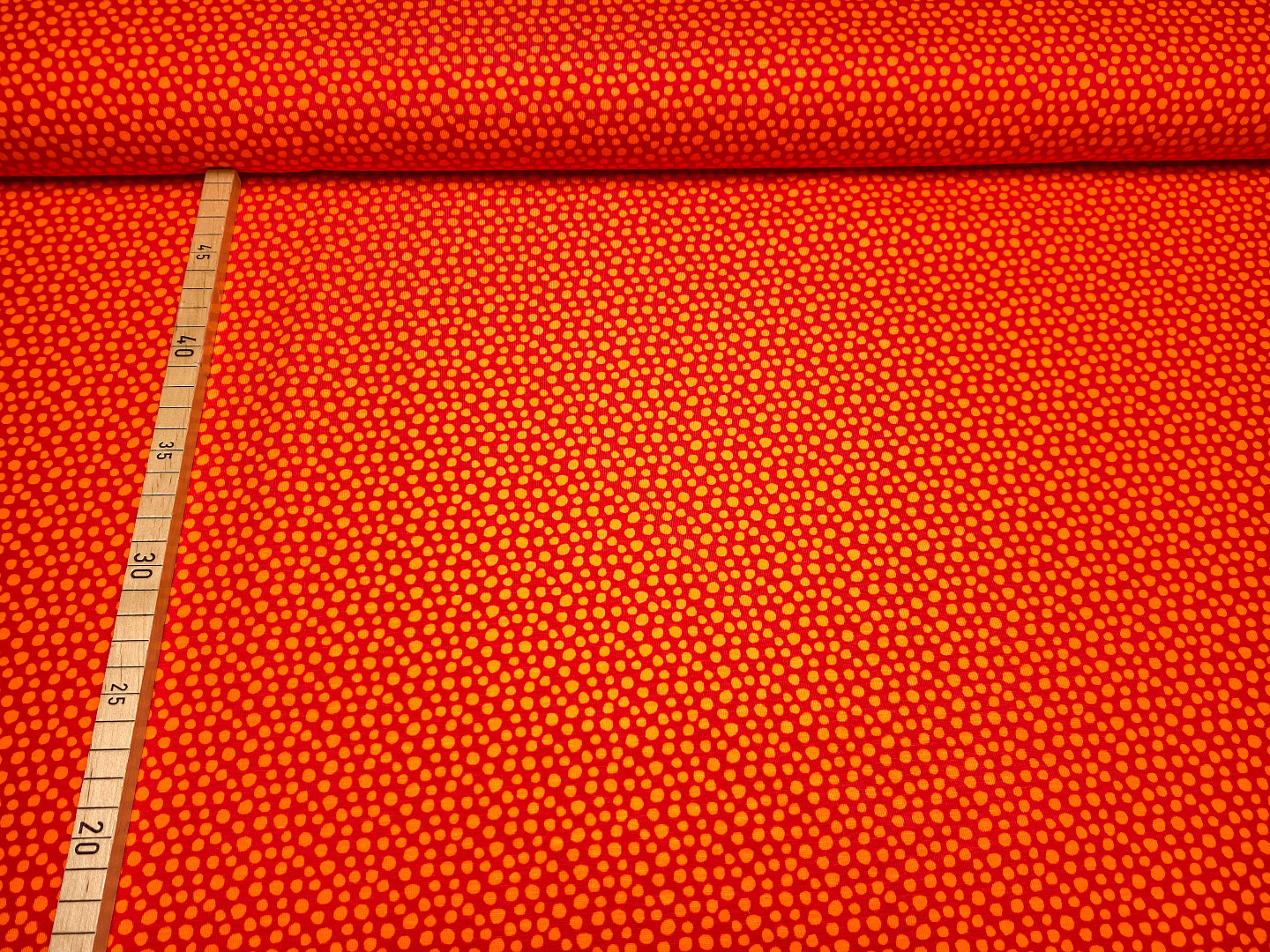 Bio Jersey unregelmäßige Punkte - rot/orange 2