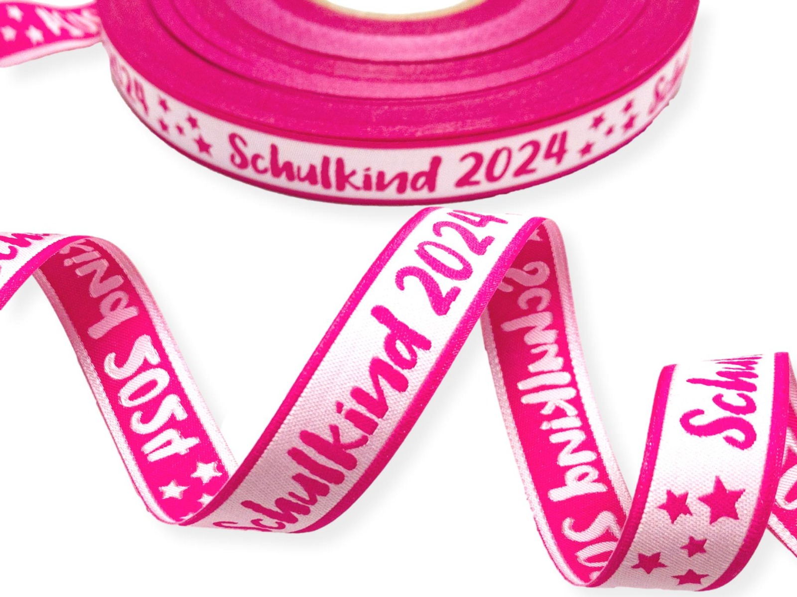 Webband Schulkind 2024 in pink für Schultüten und Einschulungsgeschenke 17 mm breit 4
