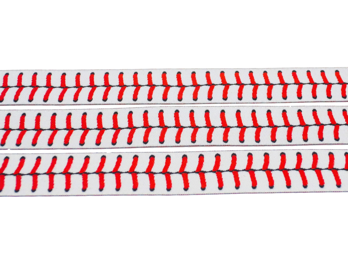 Baseball Webband - Baseballnaht - weiss mit roter Naht