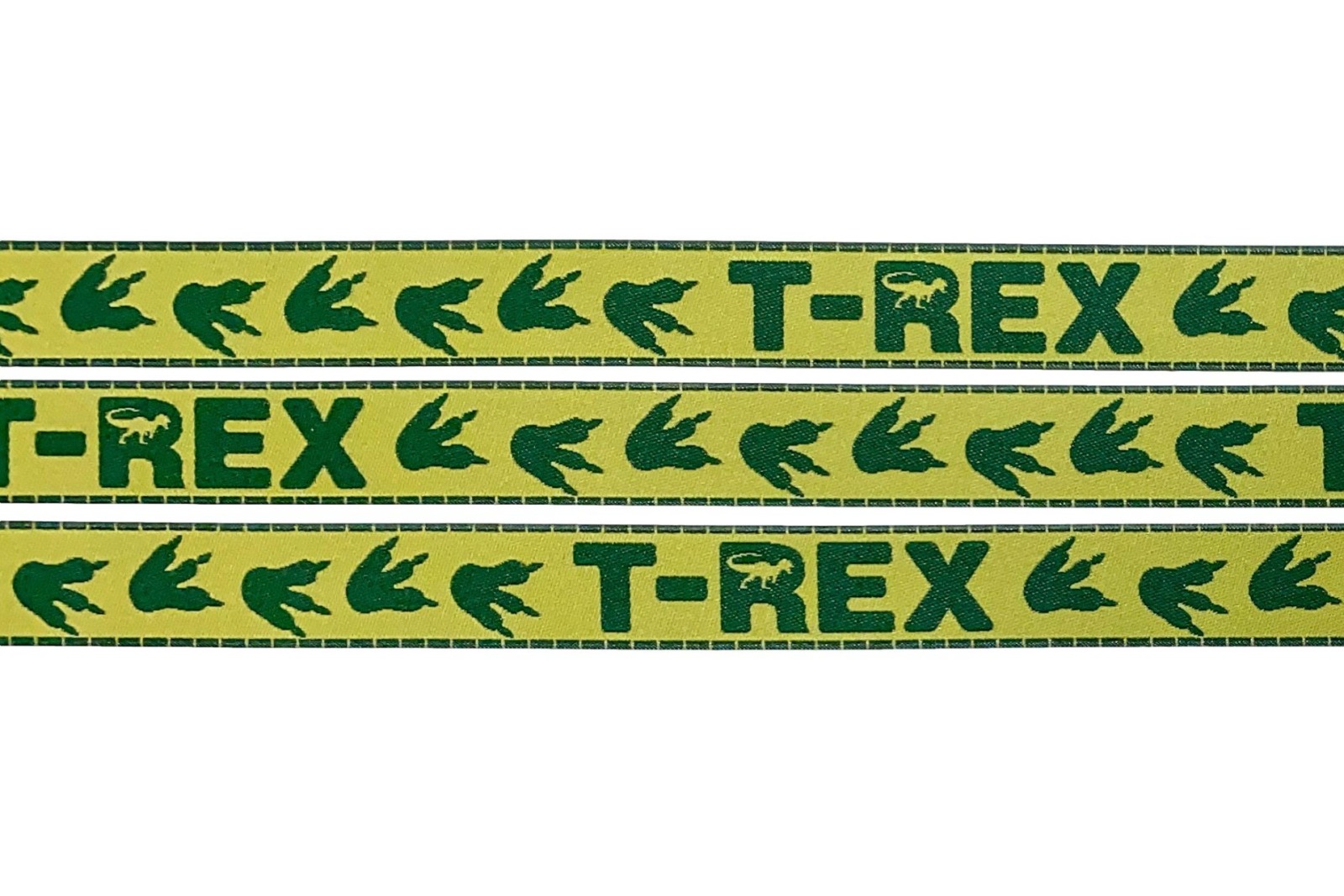Webband T-Rex Dinosaurier Abdrücke in grün Eigenproduktion - 17 mm
