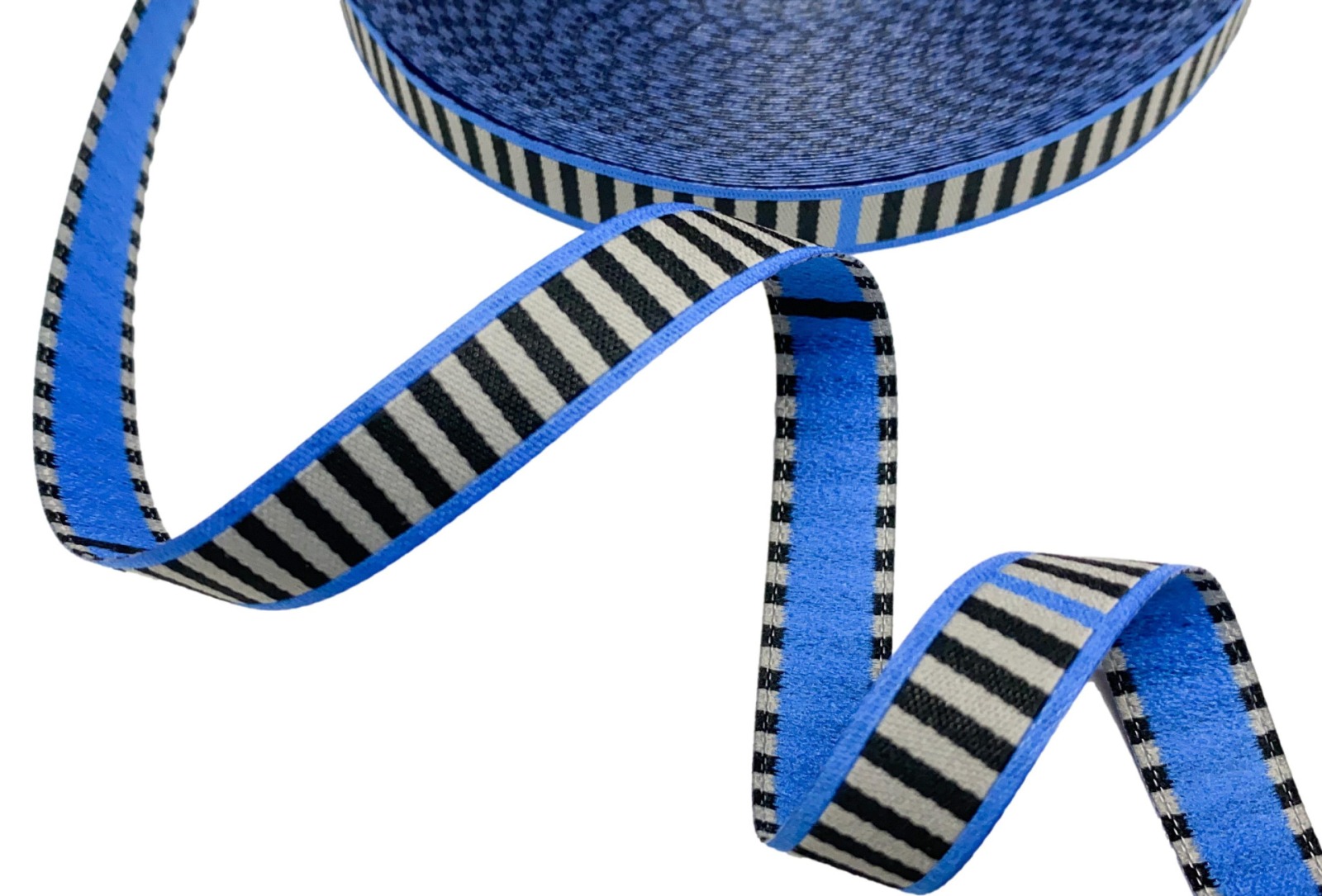 Webband Streifen - Eins Zwei Drei-Streifen - anthrazit - blaubeerstern - 12 mm