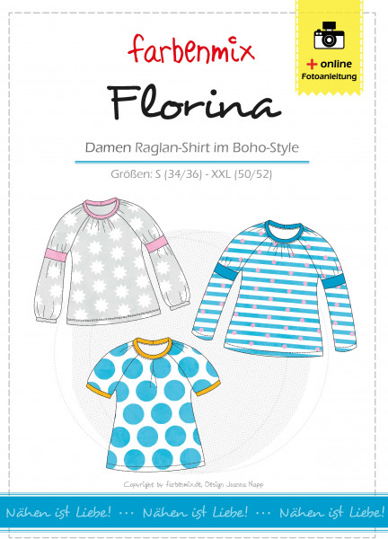 Florina - Papierschnittmuster - Damen Raglan Shirt im Boho Style
