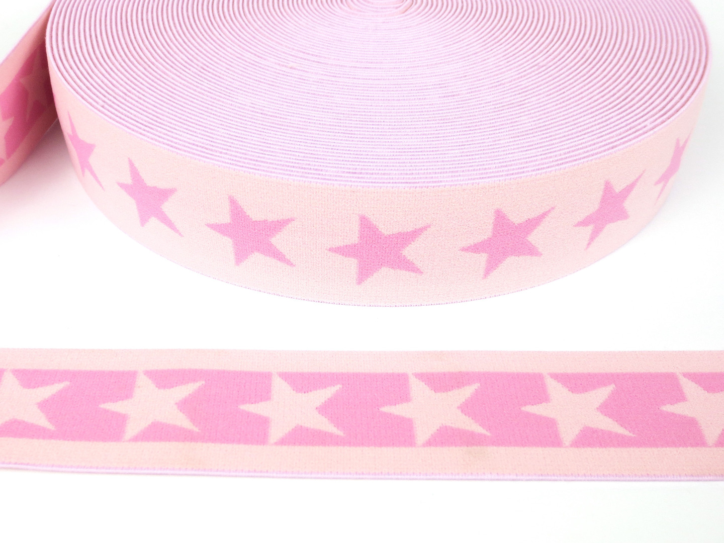 Gummiband Sterne - hellrosa-rosa - 4 cm Breit
