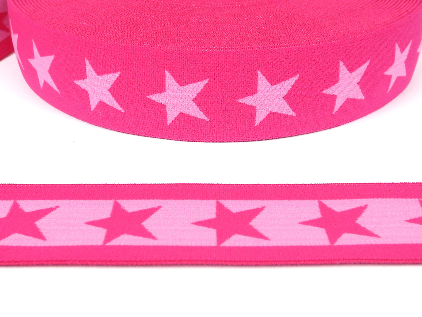 Gummiband Sterne - dunkelpink-rosa - 4 cm Breit
