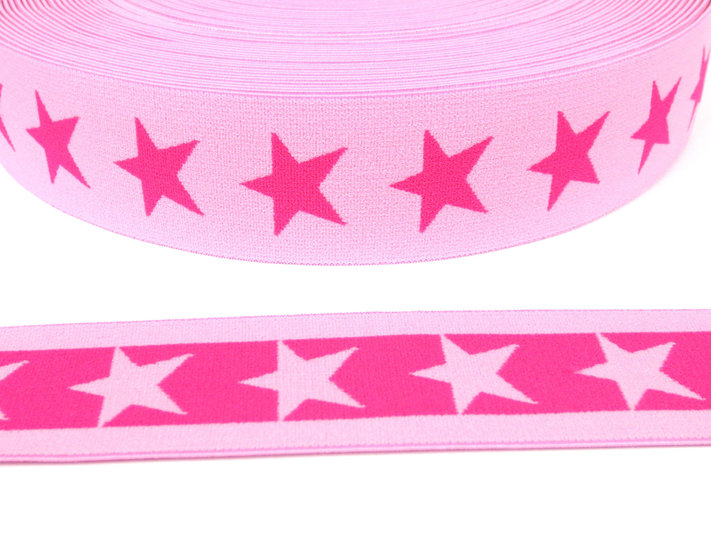 Gummiband Sterne - rosa-dunkelpink - 4 cm Breit