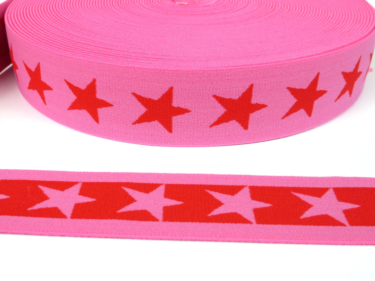 Gummiband Sterne - pink-rot - 4 cm Breit