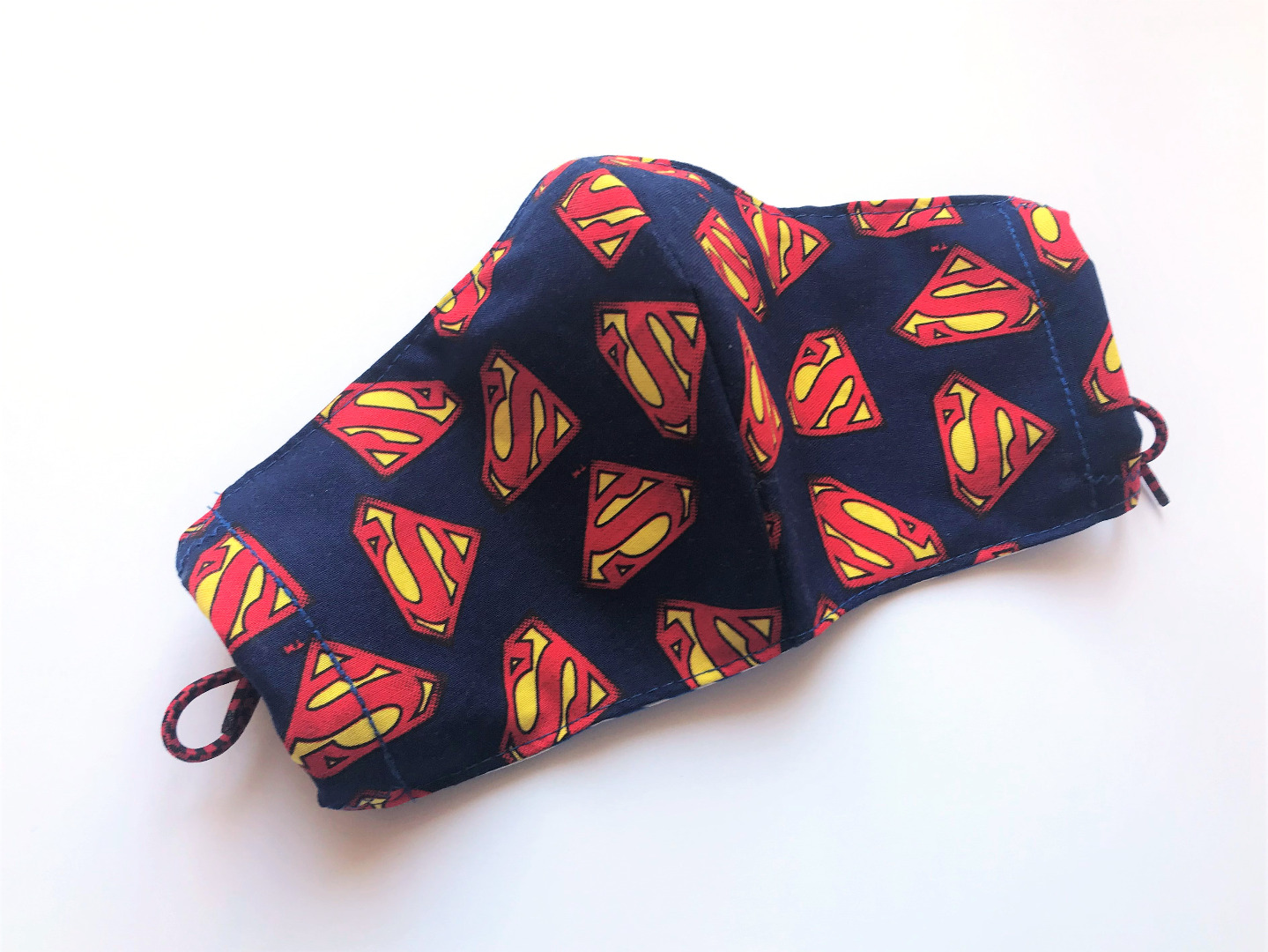 Behelfs-Gesichtsmaske - Superman -100 Baumwolle - mit Gummis 2