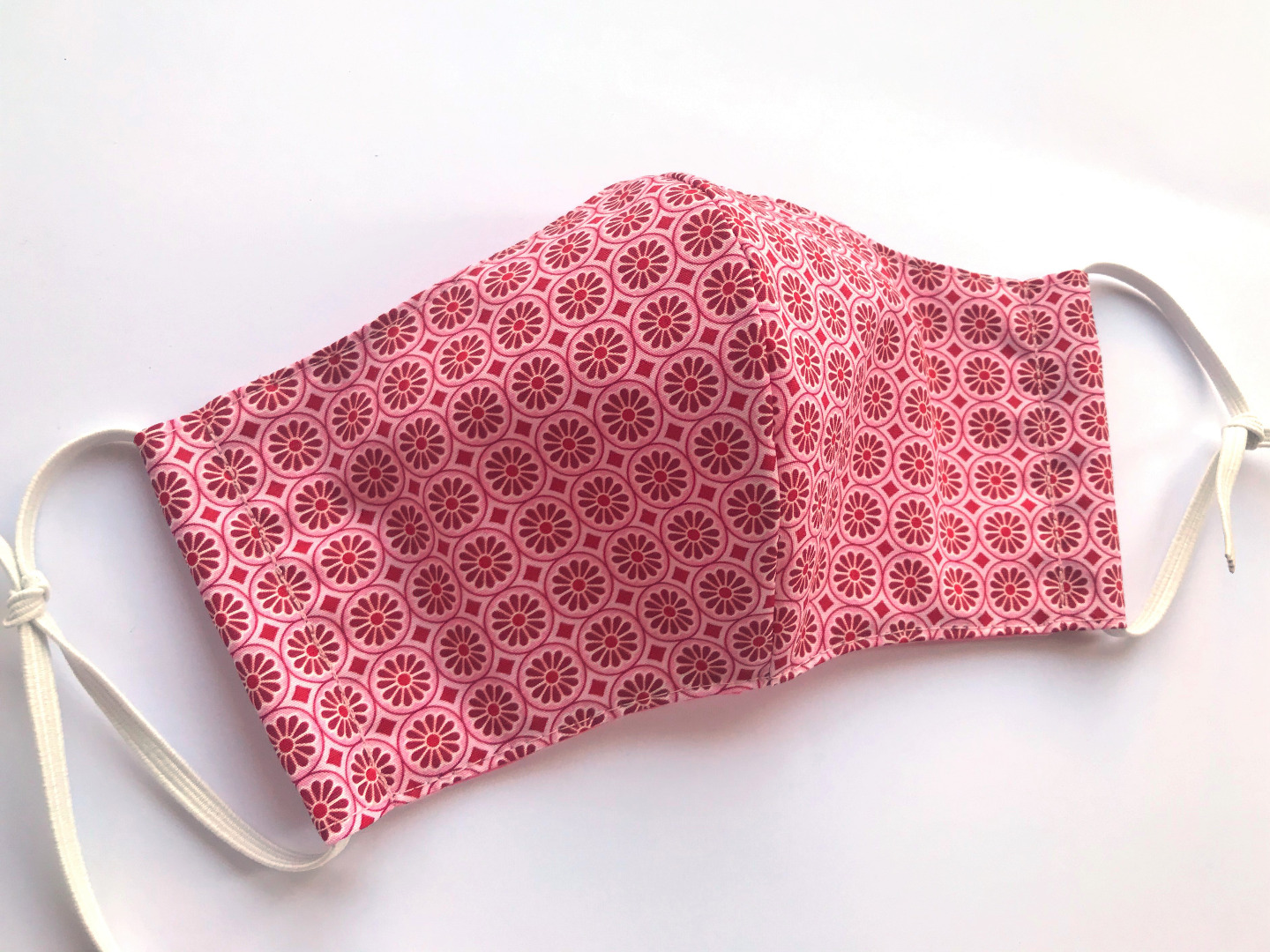 Behelfs-Maske - Blümchen rosa -100 Baumwolle - mit Gummis