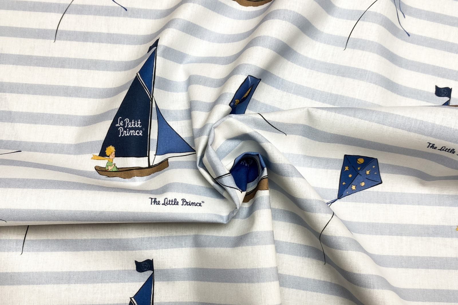 Baumwollstoff Der kleine Prinz - hellblau/weiß gestreift -Segelboot | 13,00 EUR/m 5