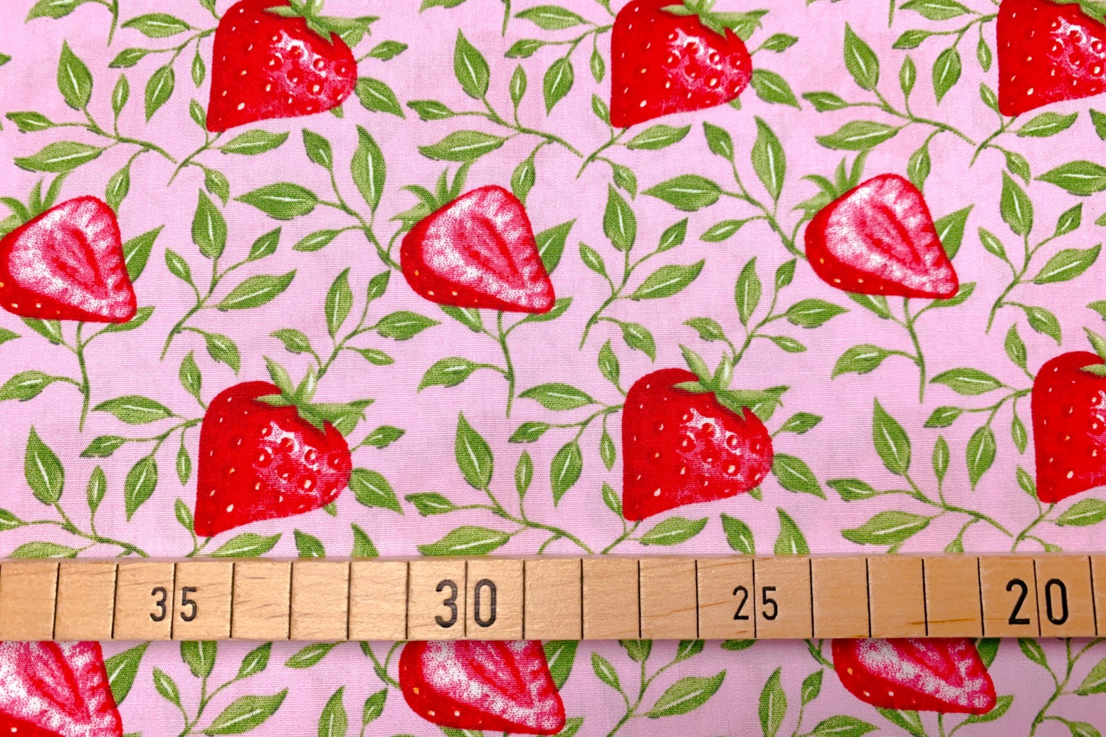 Stoff Erdbeere - 100 Baumwolle - Patchwork - rosa - Erdbeeren 3