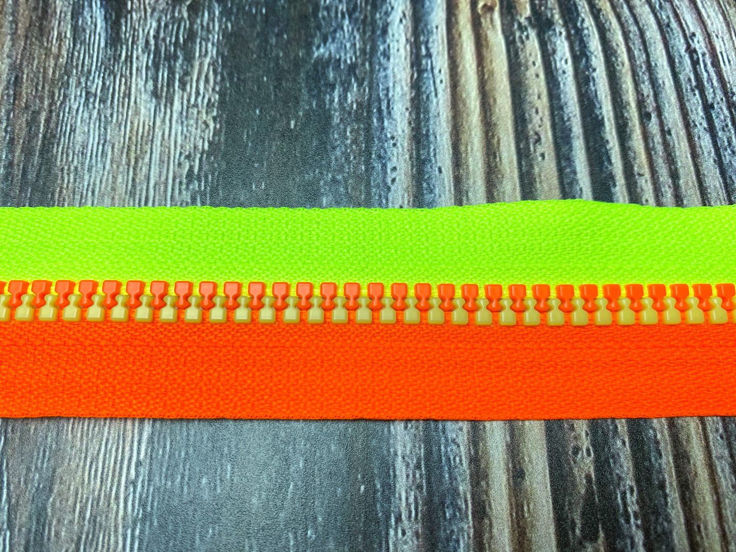 Endlos-Reißverschluss neongelb/-orange - Eigenproduktion - 20 cm-Schritte 2