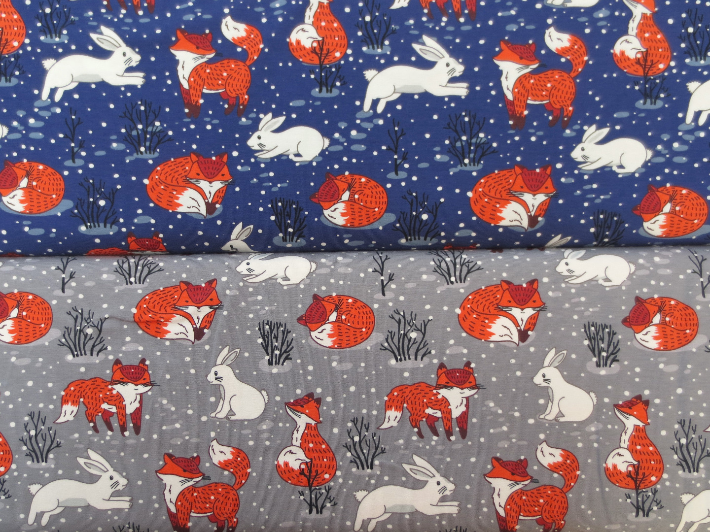 Jersey Fuchs - blau - Winterfuchs mit Schneehasen 6