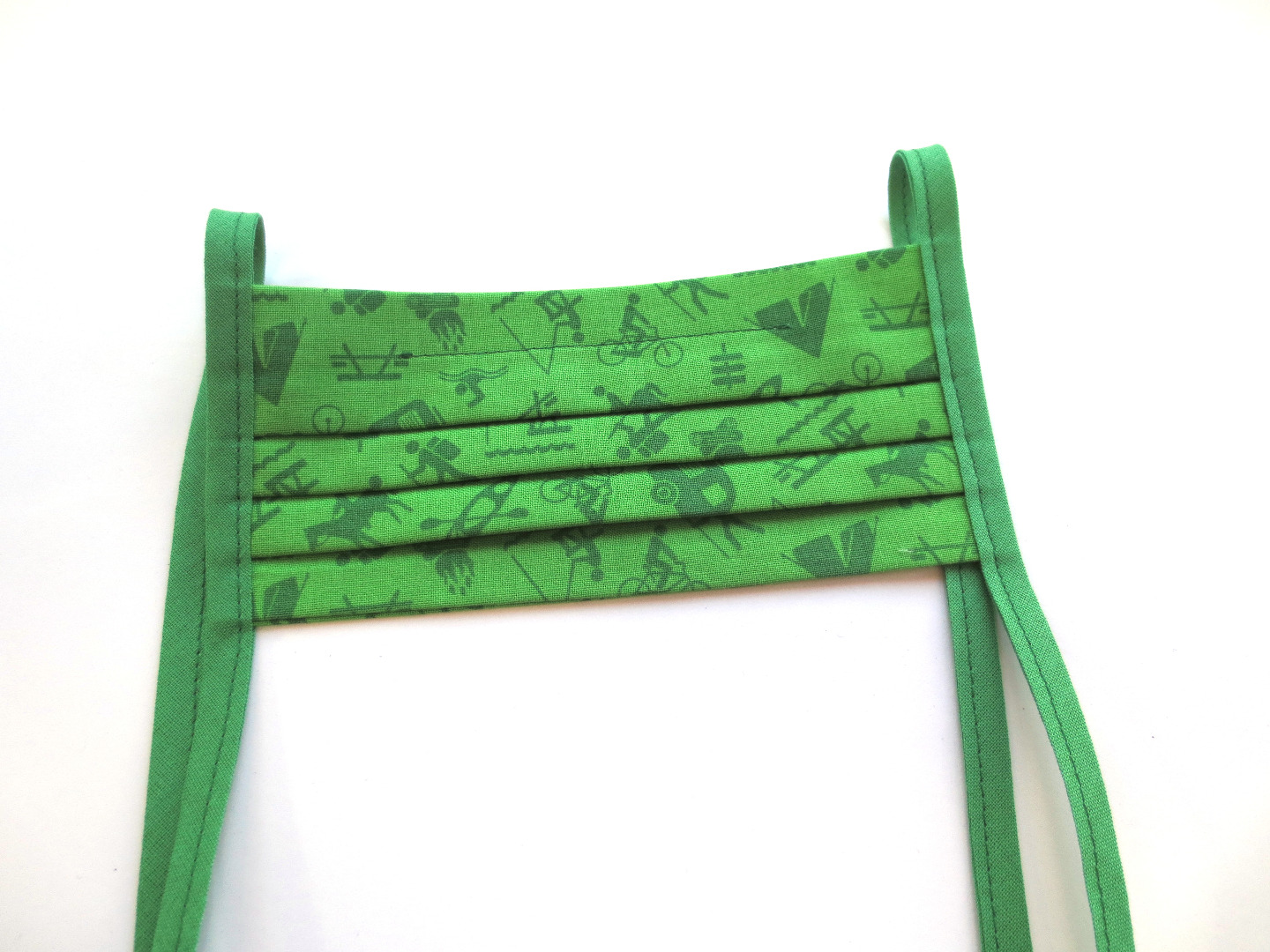 Behelfs-Maske - Camping grün -100 Baumwolle - mit Bändern - Biegedraht herausnehmbar 3