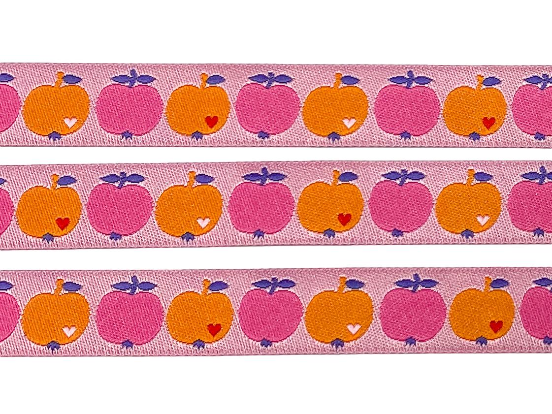 Webband Äpfel - orange/pink - by Graziela - Apfelwebband