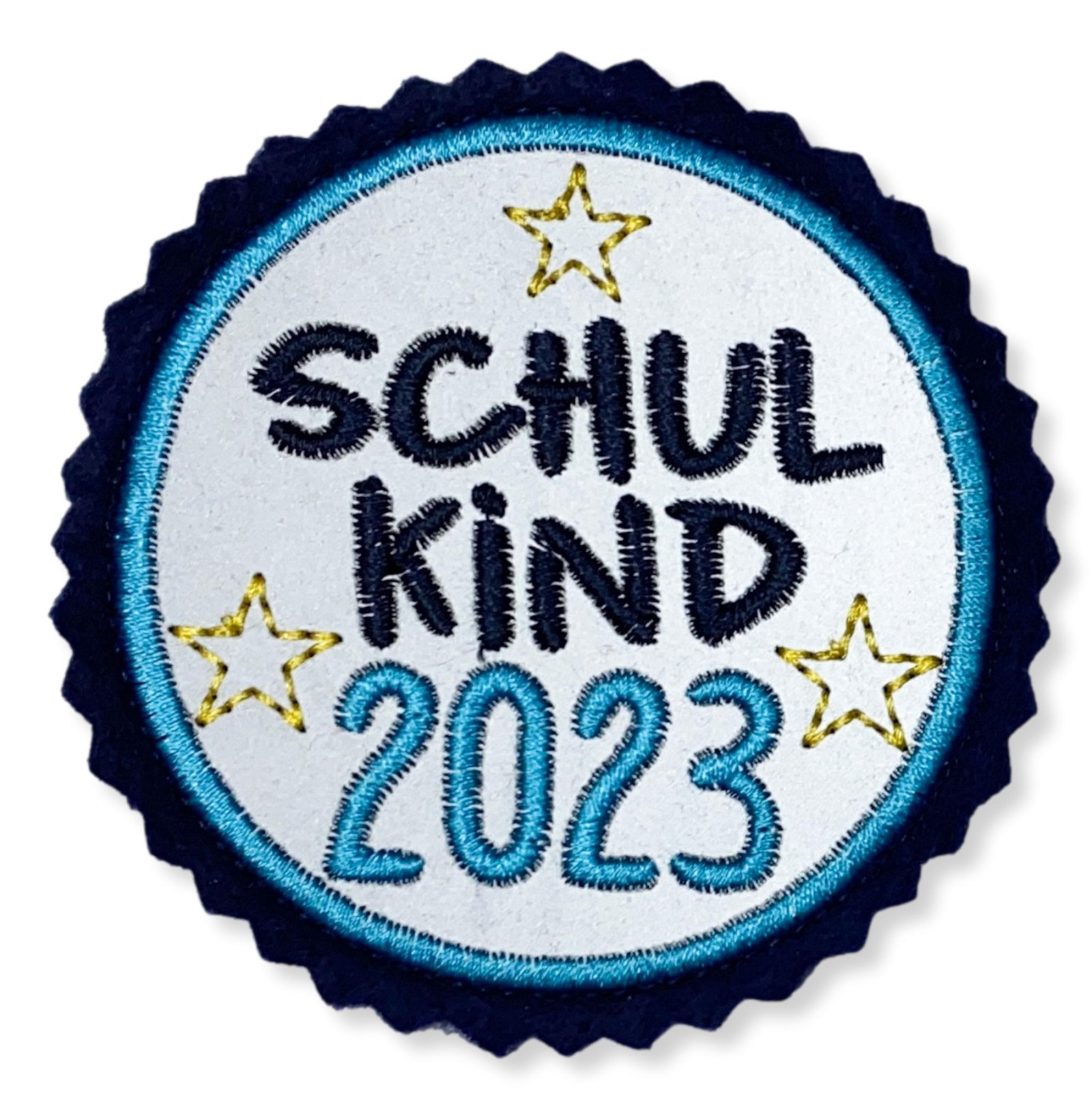 Klettie Schulkind 2023, 8cm Durchmesser, Reflektor, türkis, blau, Einschulung Schulmappe 5