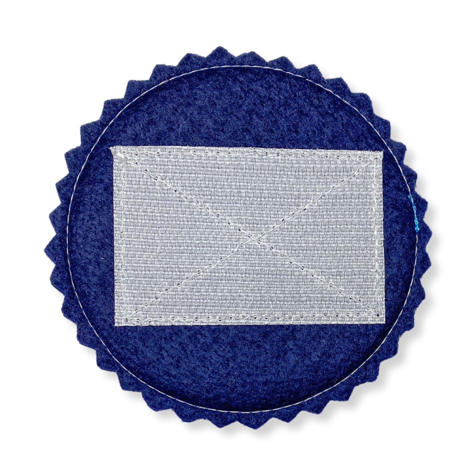 Klettie mit Name bis 8 Buchstaben 8cm Durchmesser Reflektorstoff türkis/blau Schulranzen mit Klett 3