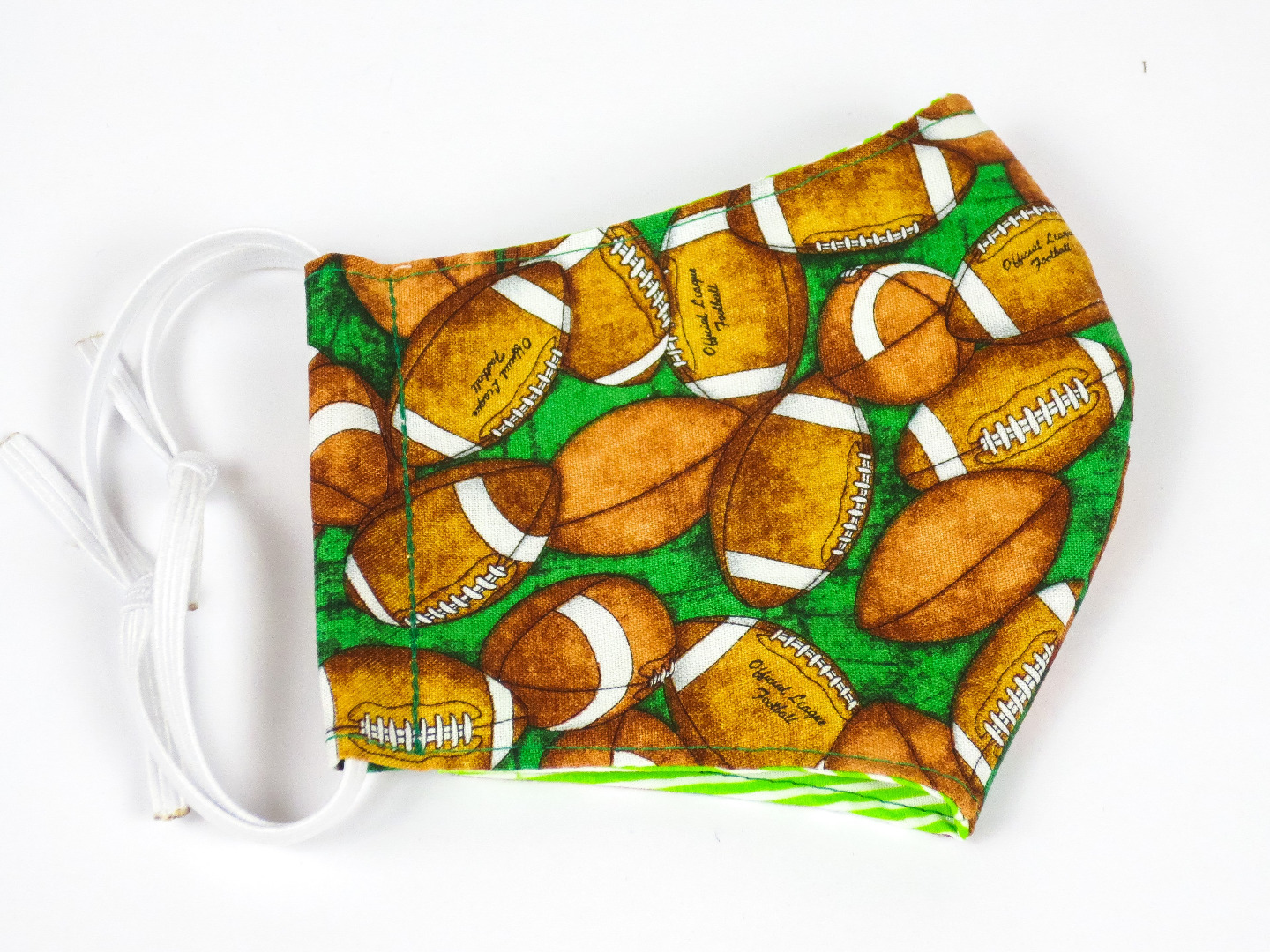 Alltagsmaske - Football - Bälle - grün - 100 Baumwolle - mit Gummis 2
