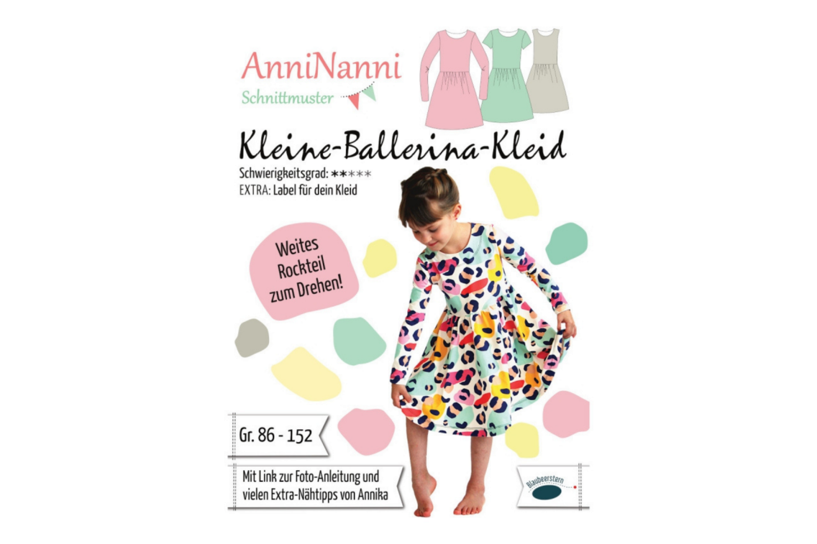 Kleine Ballerina Kleid von AnniNanni - Papierschnittmuster - Drehkleid - Blaubeerstern