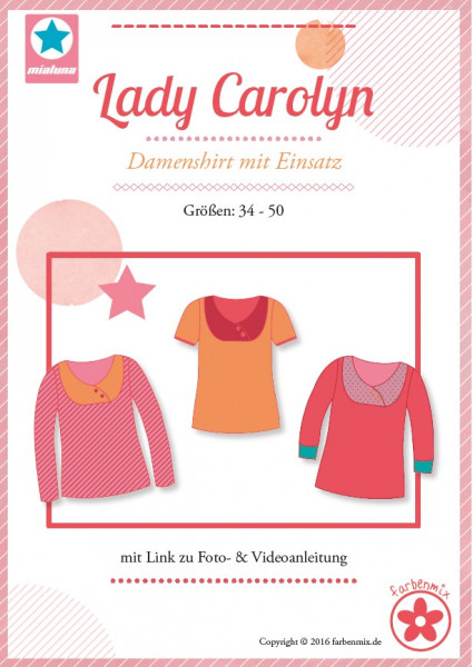 Papierschnittmuster Lady Carolyn - Damenshirt mit Einsatz- Mia Luna