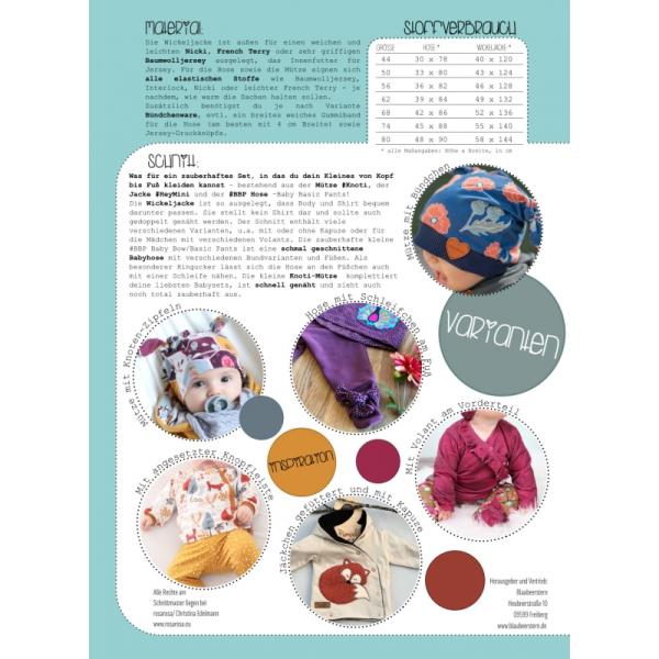 Baby Set - Papierschnittmuster - Mütze/Wickeljacke/Hose - Baby - rosarosa - Blaubeerstern 2