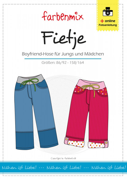 Fietje - Papierschnittmuster - Boyfriend Hose für Jungen und Mädchen