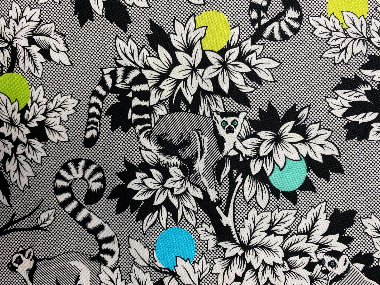 Stoff Lemur Me Alone - 100 Baumwolle - schwarz/weiß - Patchwork - Free Spirit Fabrics - Tula Pink - Kattas -Lemuren 4