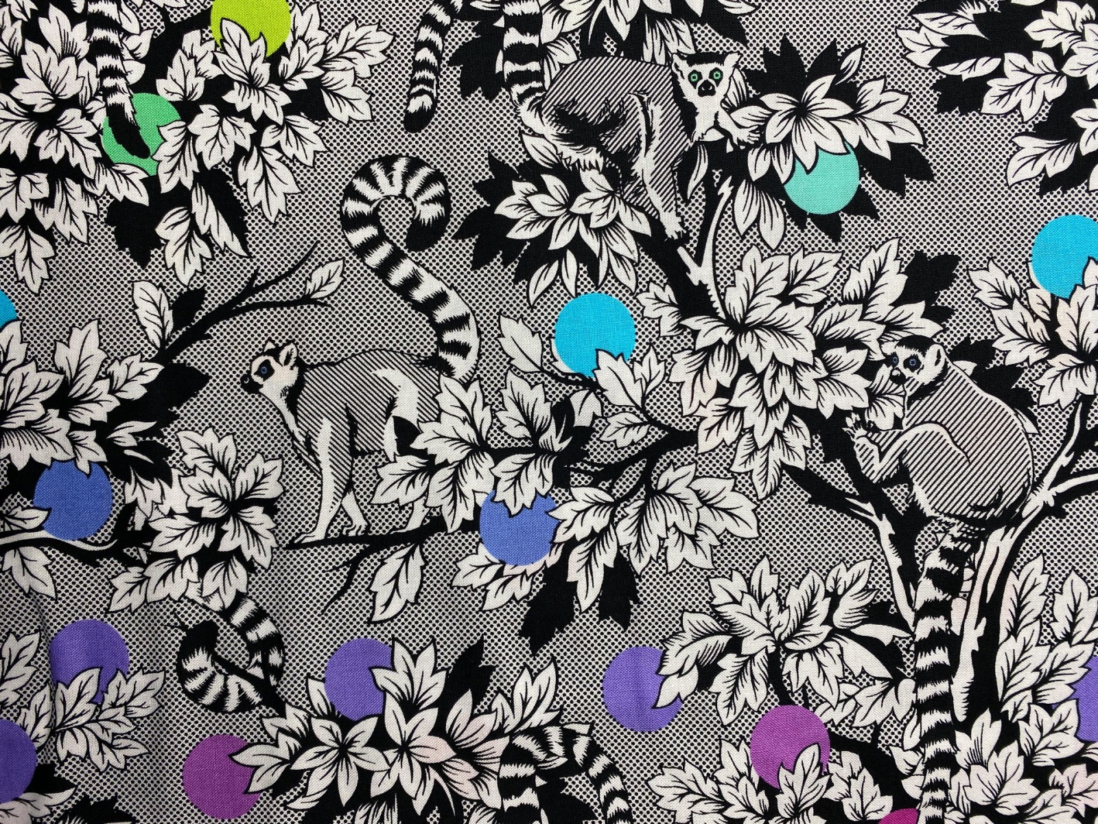 Stoff Lemur Me Alone - 100 Baumwolle - schwarz/weiß - Patchwork - Free Spirit Fabrics - Tula Pink - Kattas -Lemuren 5