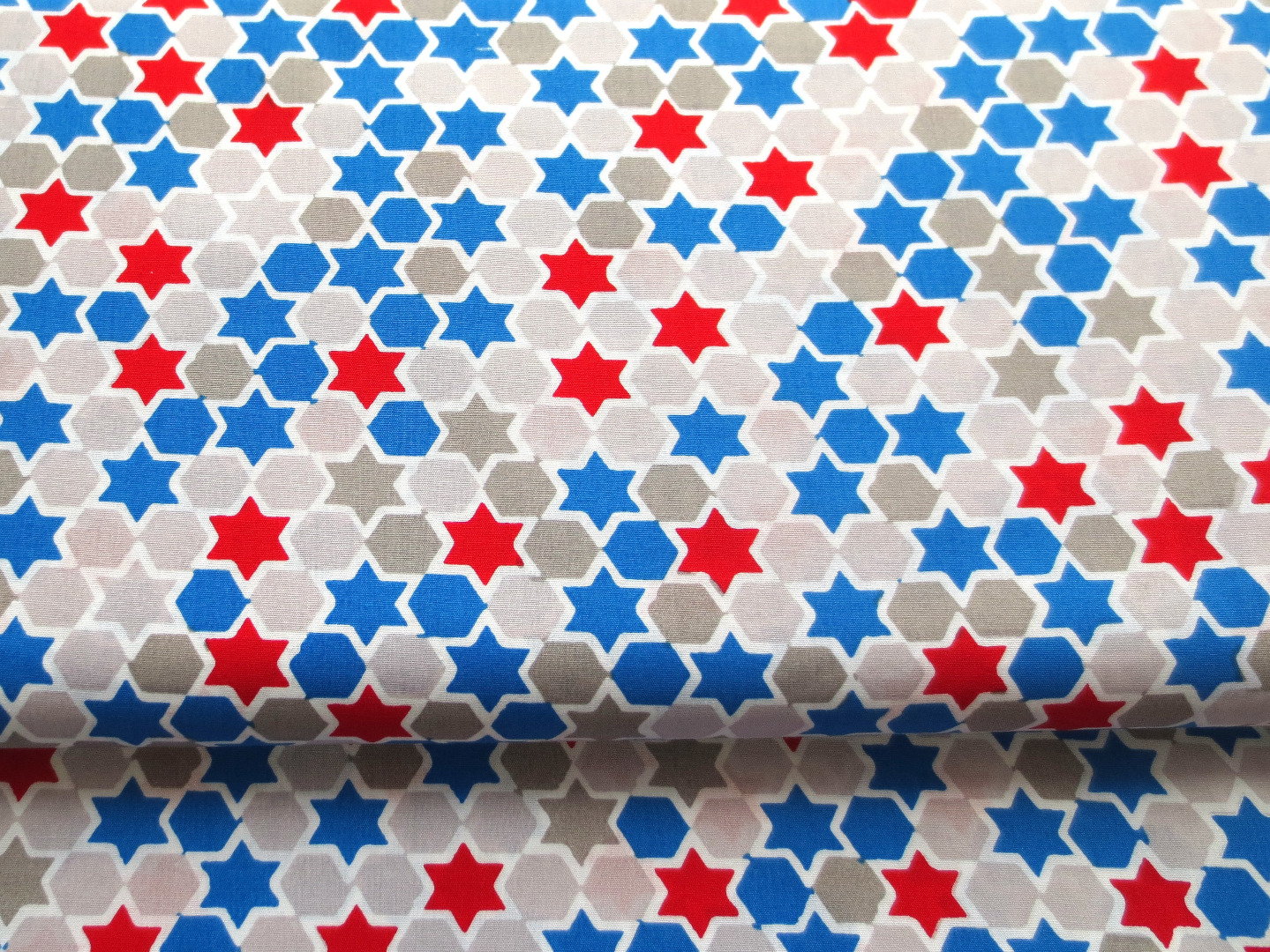 Baumwollstoff Sterne - rot - blau - weiss - 100 Baumwolle 2