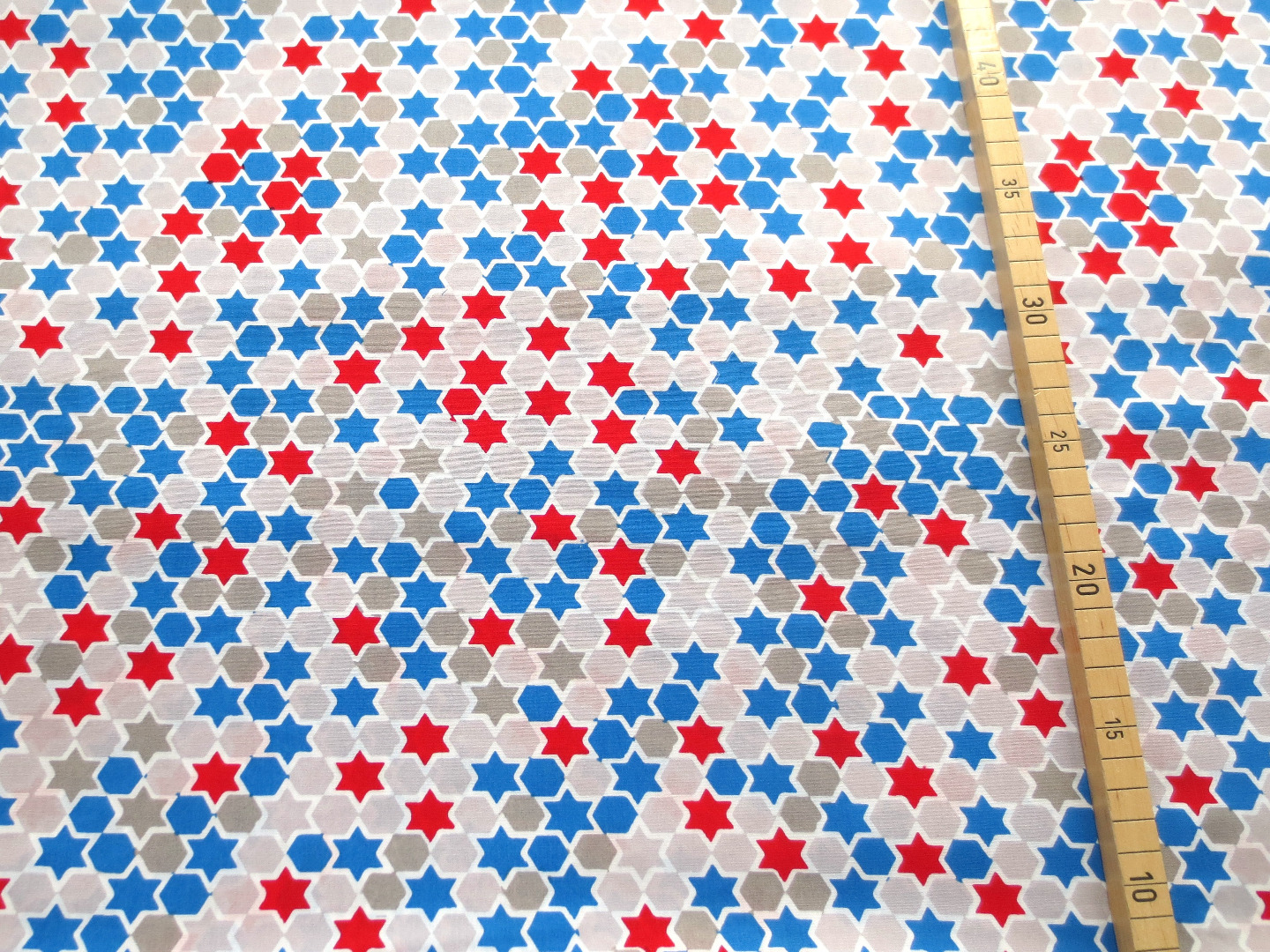 Baumwollstoff Sterne - rot - blau - weiss - 100 Baumwolle 4